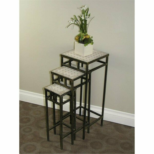 Comfortcorrect 3 piece travertine square plant stands - Antique Tuscany Metal- Travertine CO2965968